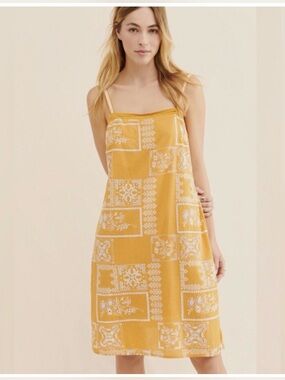 Anthropologie Sibyl Mustard Yellow Printed Sundress